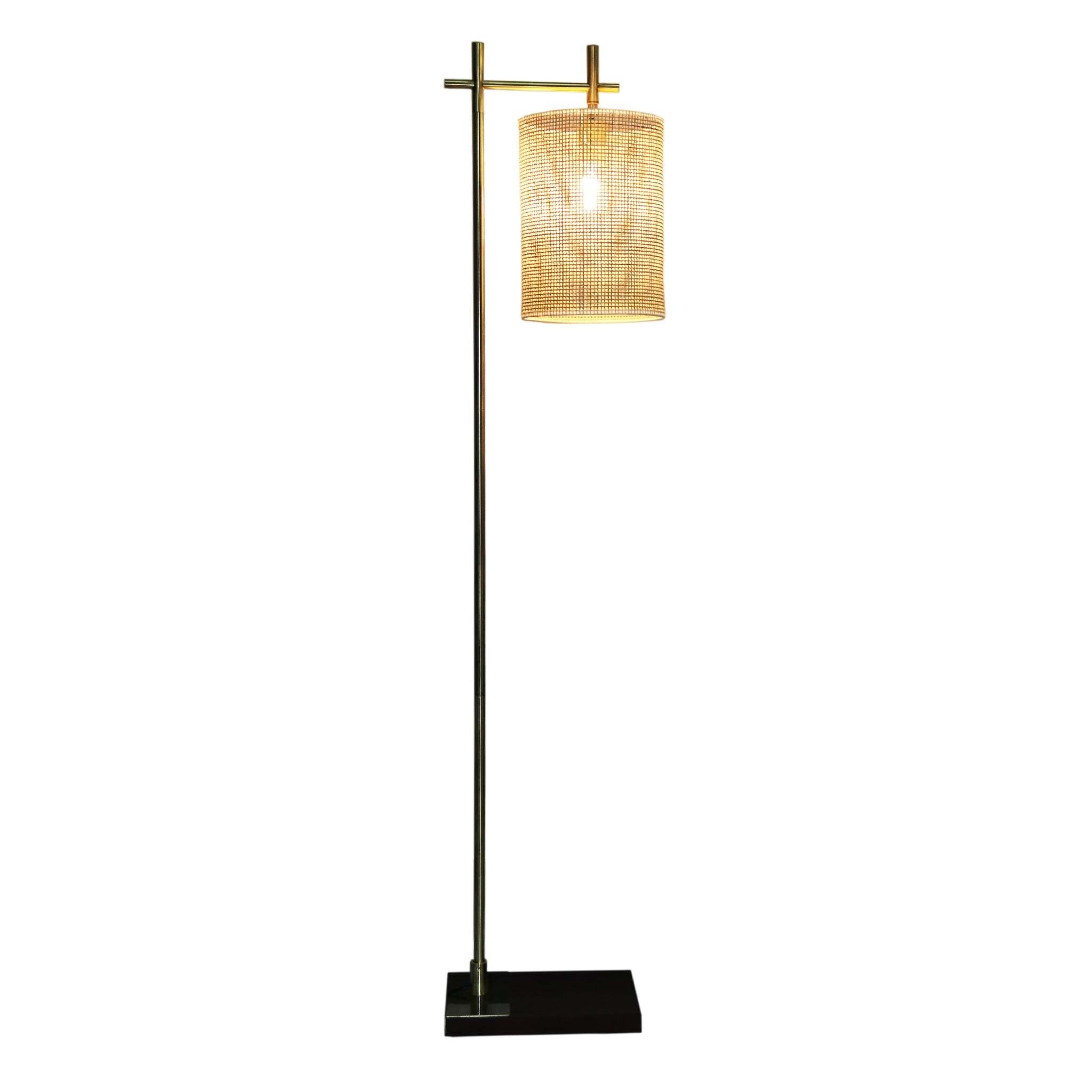 Floor Lamp with Corner Design, Gold Metal Finish