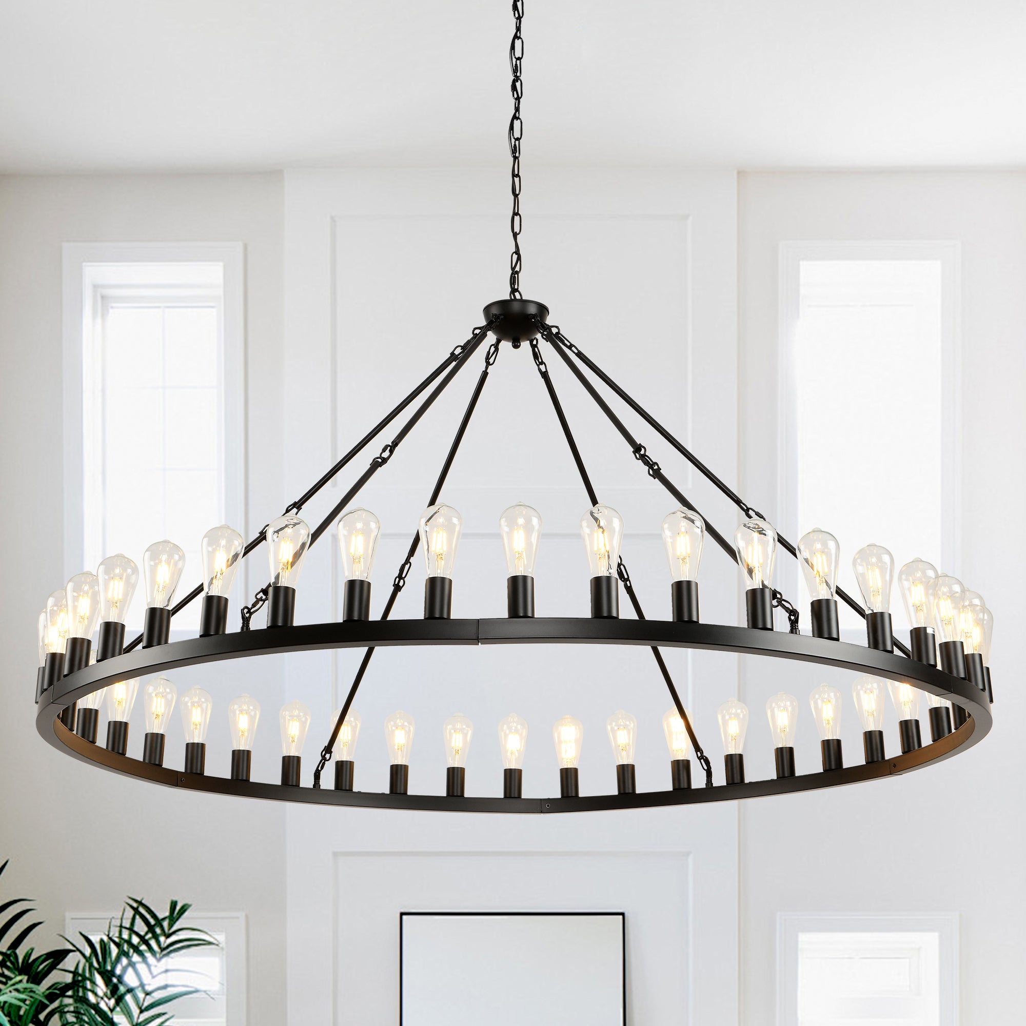 Wagon Wheel Chandelier, 42-Light Extra Large, Matte Black