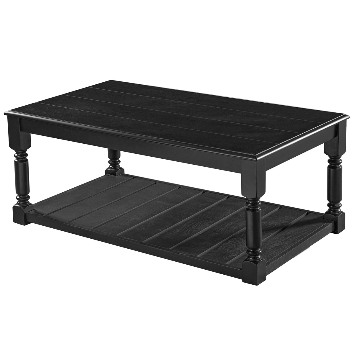 Black Rectangular Coffee Table with Storage, 45.3 in