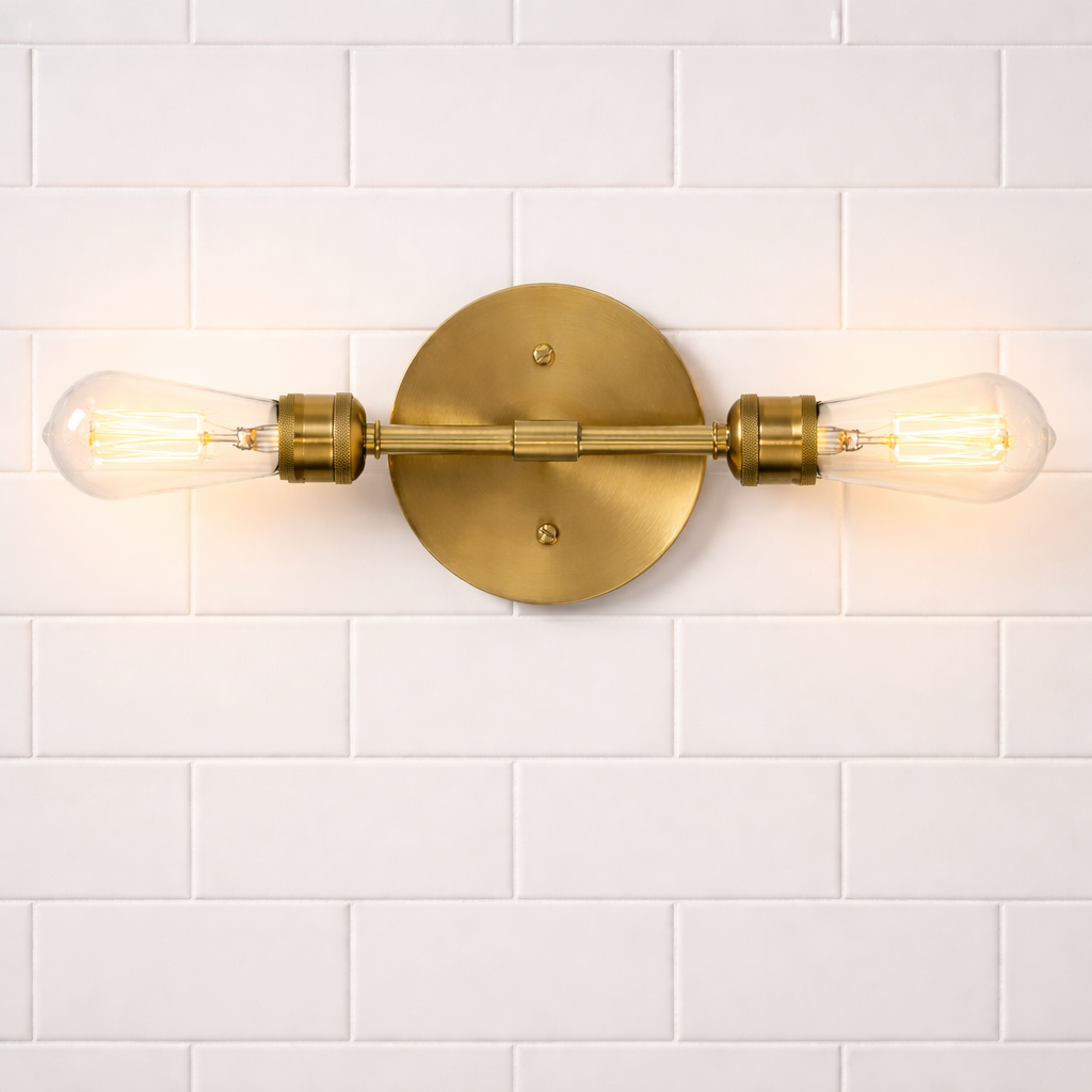 Wall Sconce with 2 Lights, Clear Glass and Gold Finish