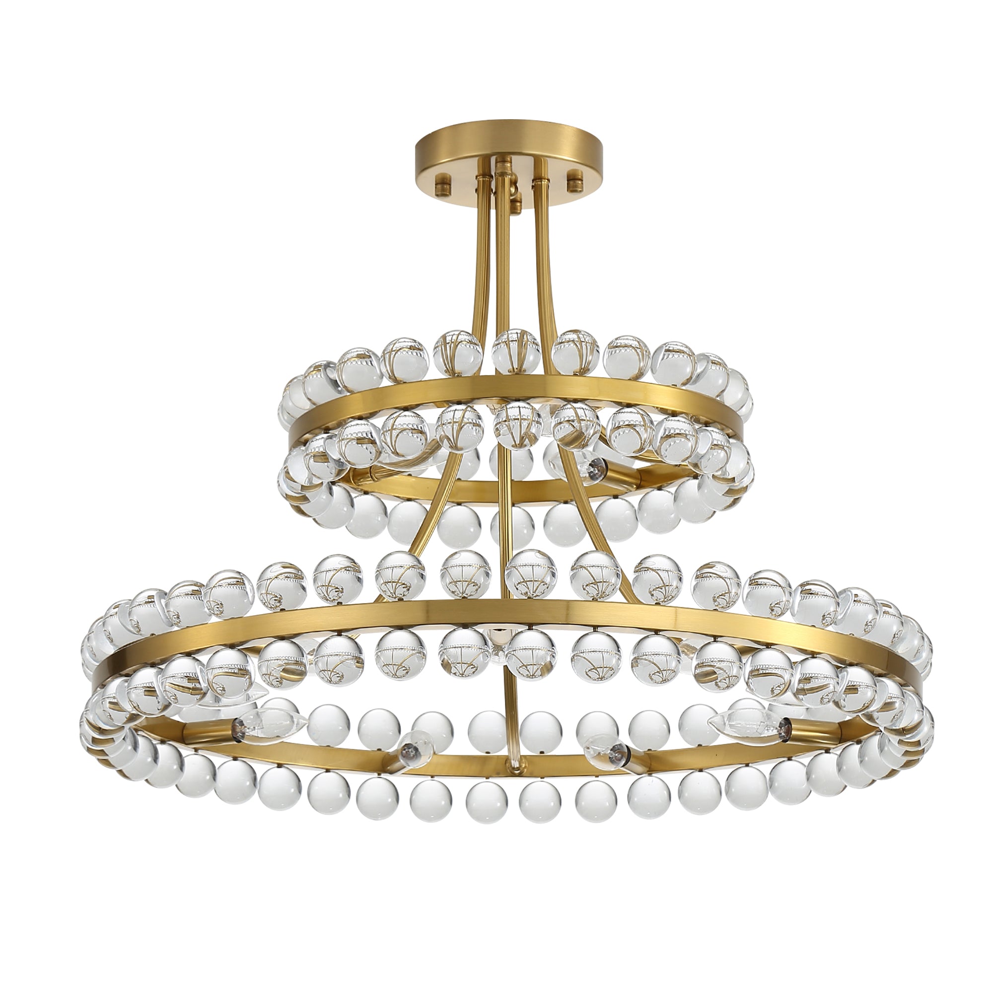 Chandelier, 27-Inch Crystal and Metal, Bronze