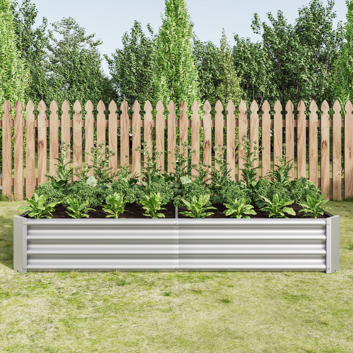 3x6 ft Silver Metal Raised Garden Bed