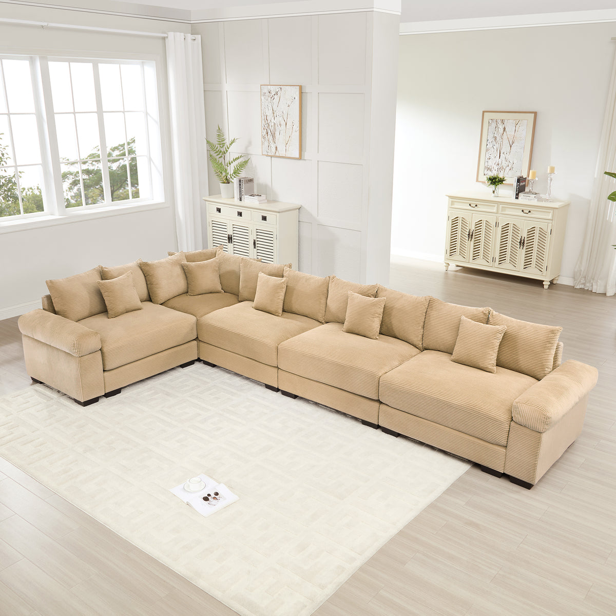 Camel Corduroy Modular Sectional