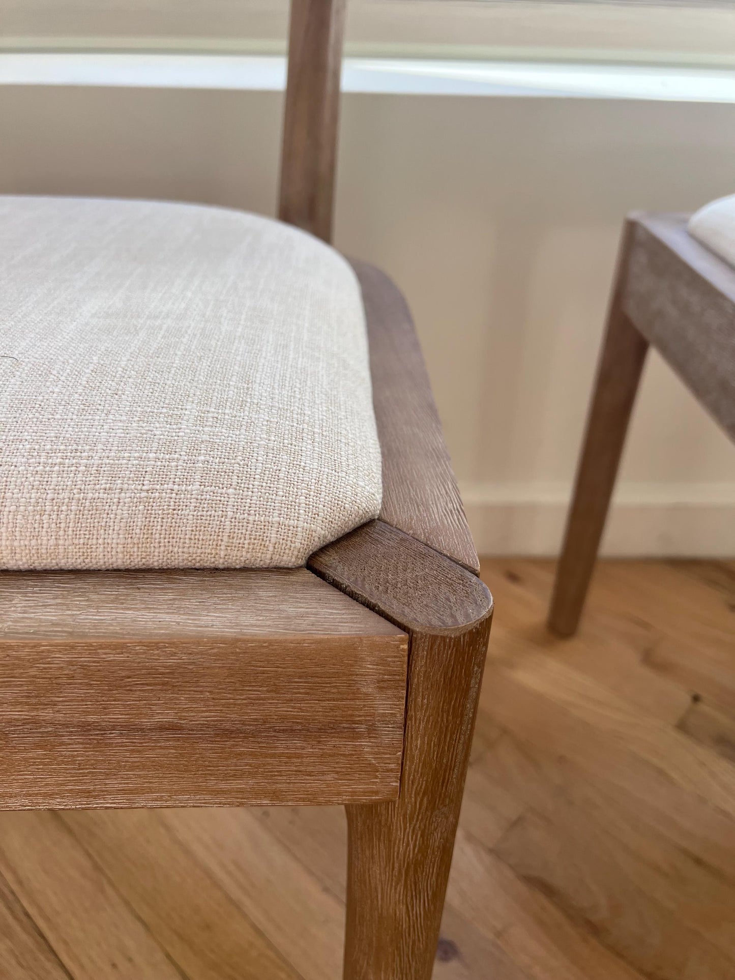 Solid Wood & Linen Upholstery Dining Chair Set of 2