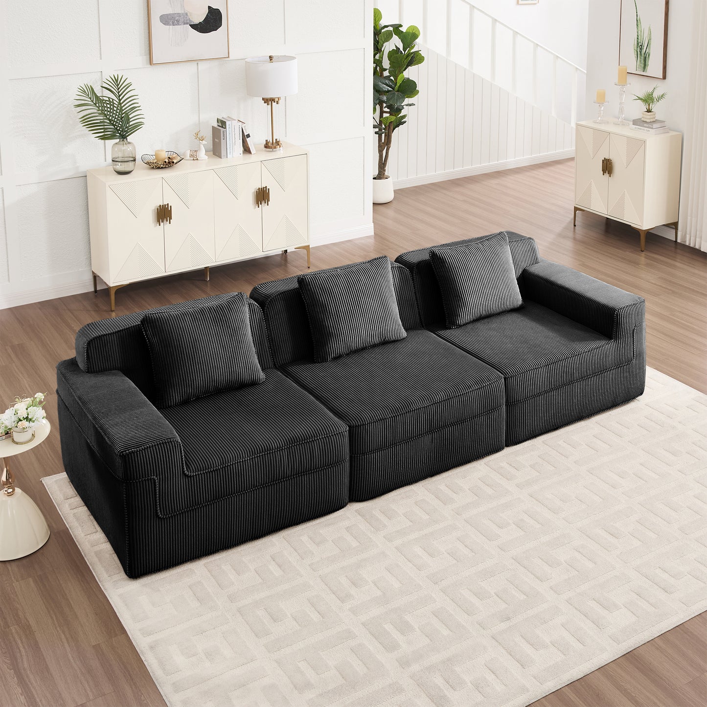 Boneless Couch – 3 Seater, Black