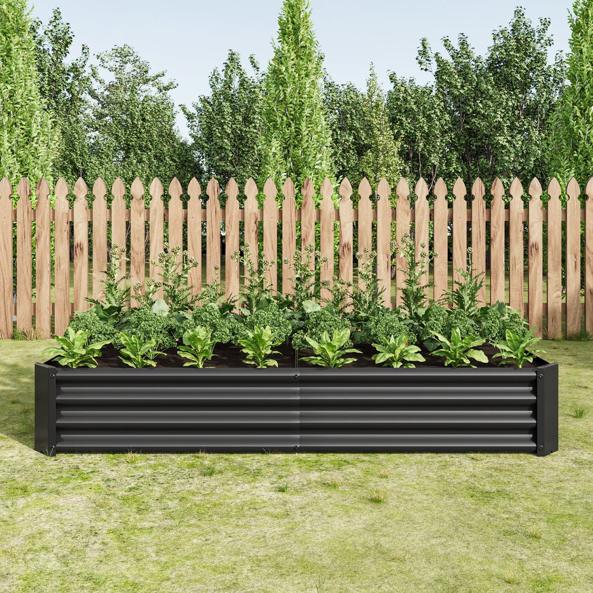 3x6 ft Black Metal Raised Garden Bed, 12 in Tall