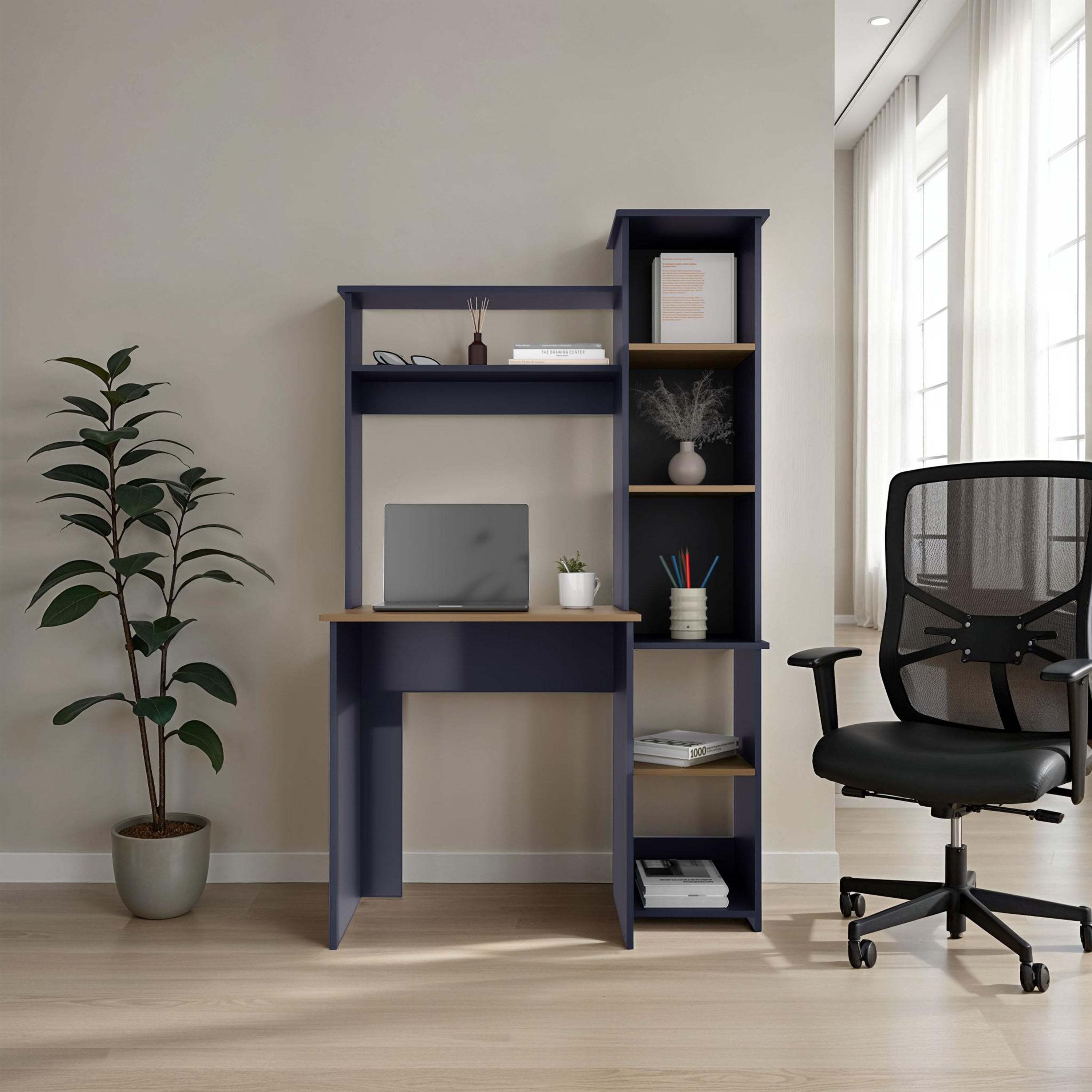 Computer Desk with Hutch, Workstation, 118 in, Natural