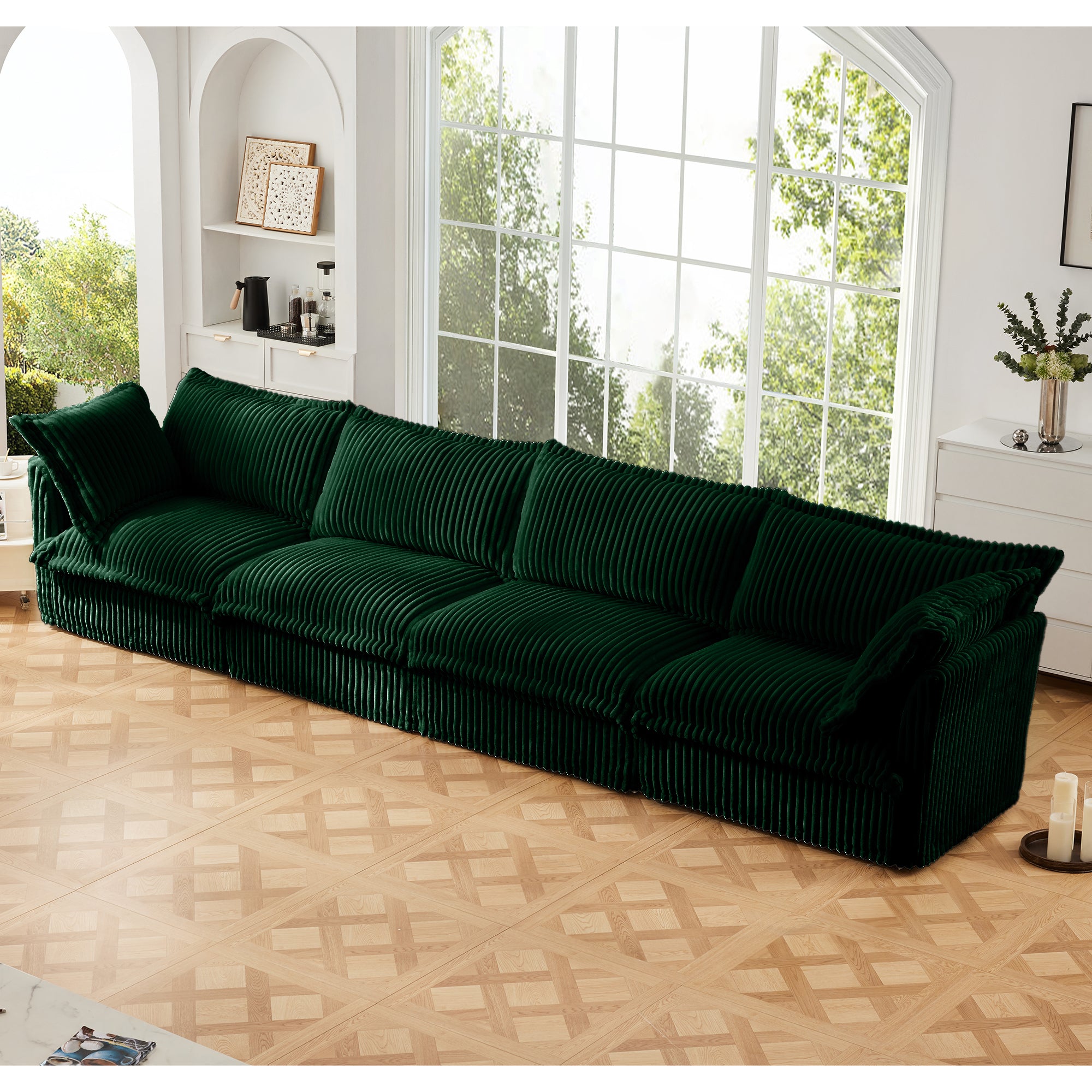 Fluffy 4-Seat Modular Sofa in Corduroy Emerald #OttOnly_0 #Fabric_Corduroy Emerald