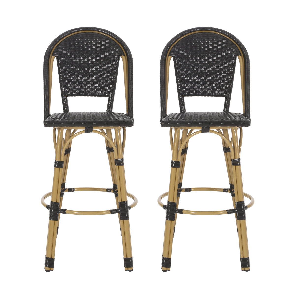 Black Aluminum Outdoor Bar Stool, Set of 2