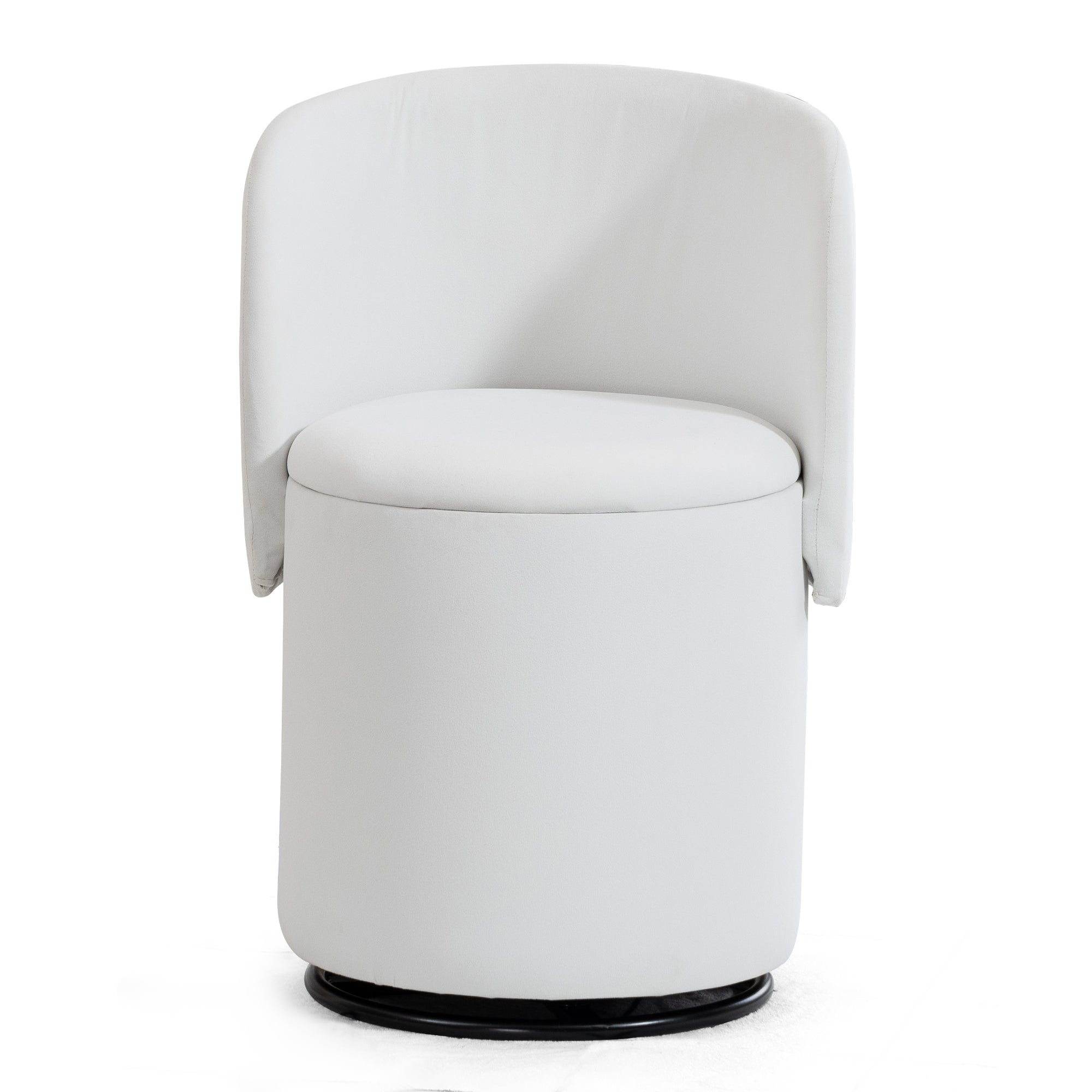 Swivel Barrel Dining Chair with Storage, Beige Velvet