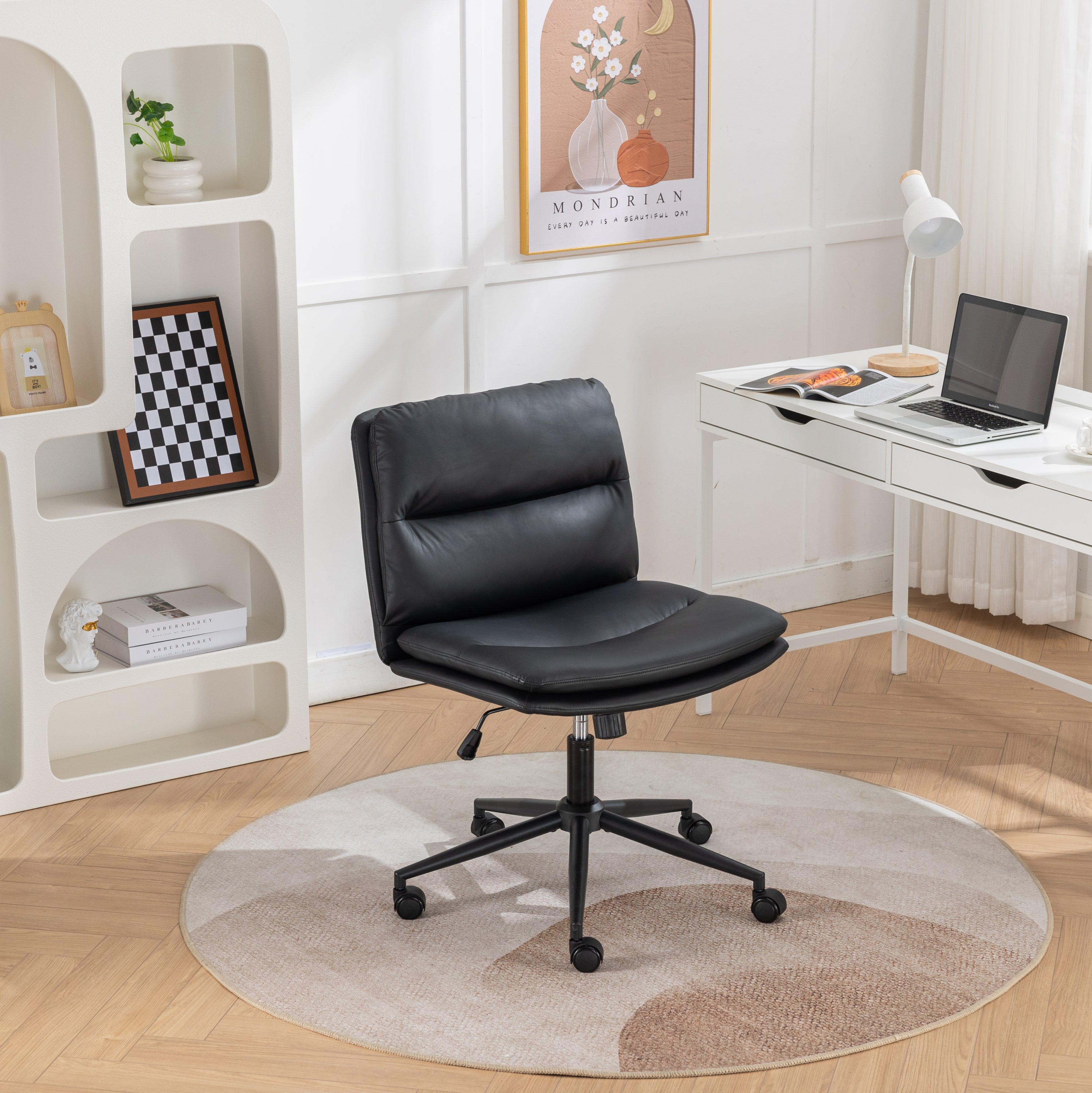 Height Adjustable Rolling Office Chair, 24.5 in, Black