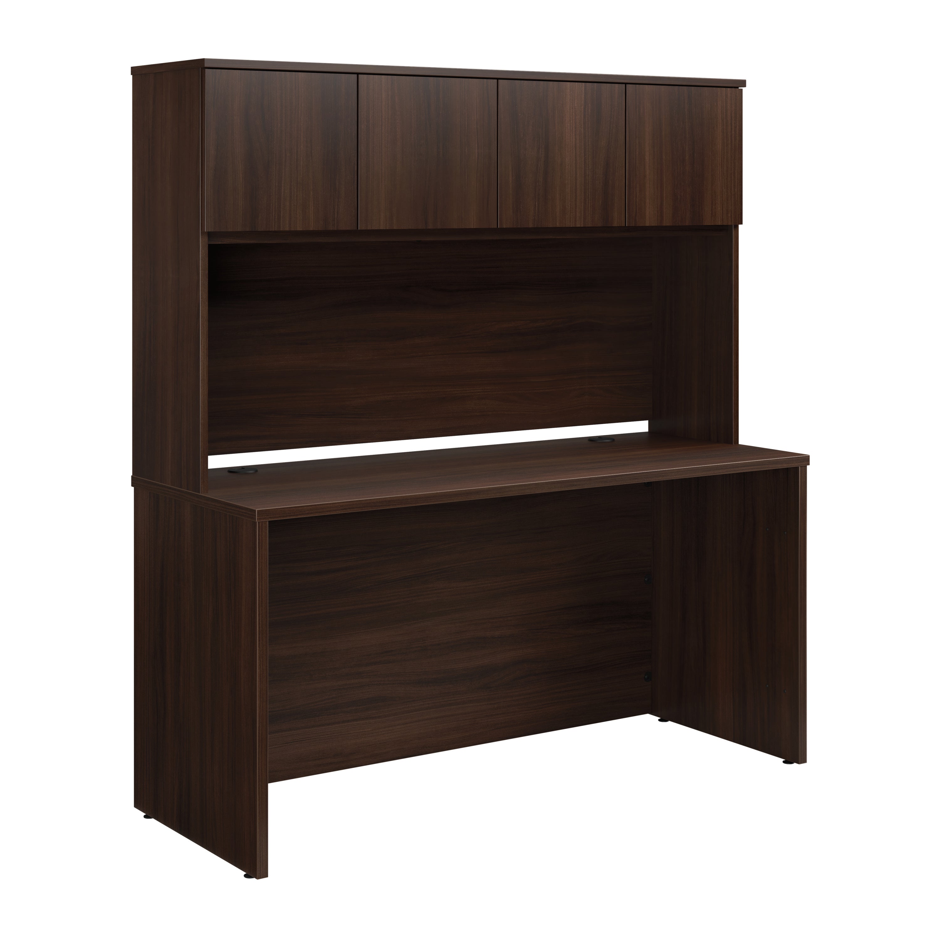 Computer Desk with Hutch, Workstation, 59.1 in, Brown, 23.5 in Deep