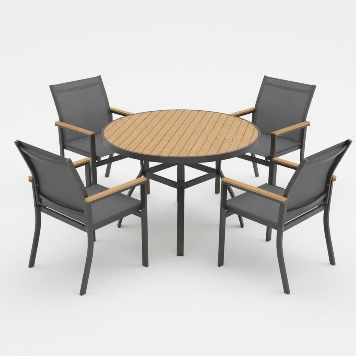 Gray Aluminum 5-Piece Patio Dining Set for 4, Round