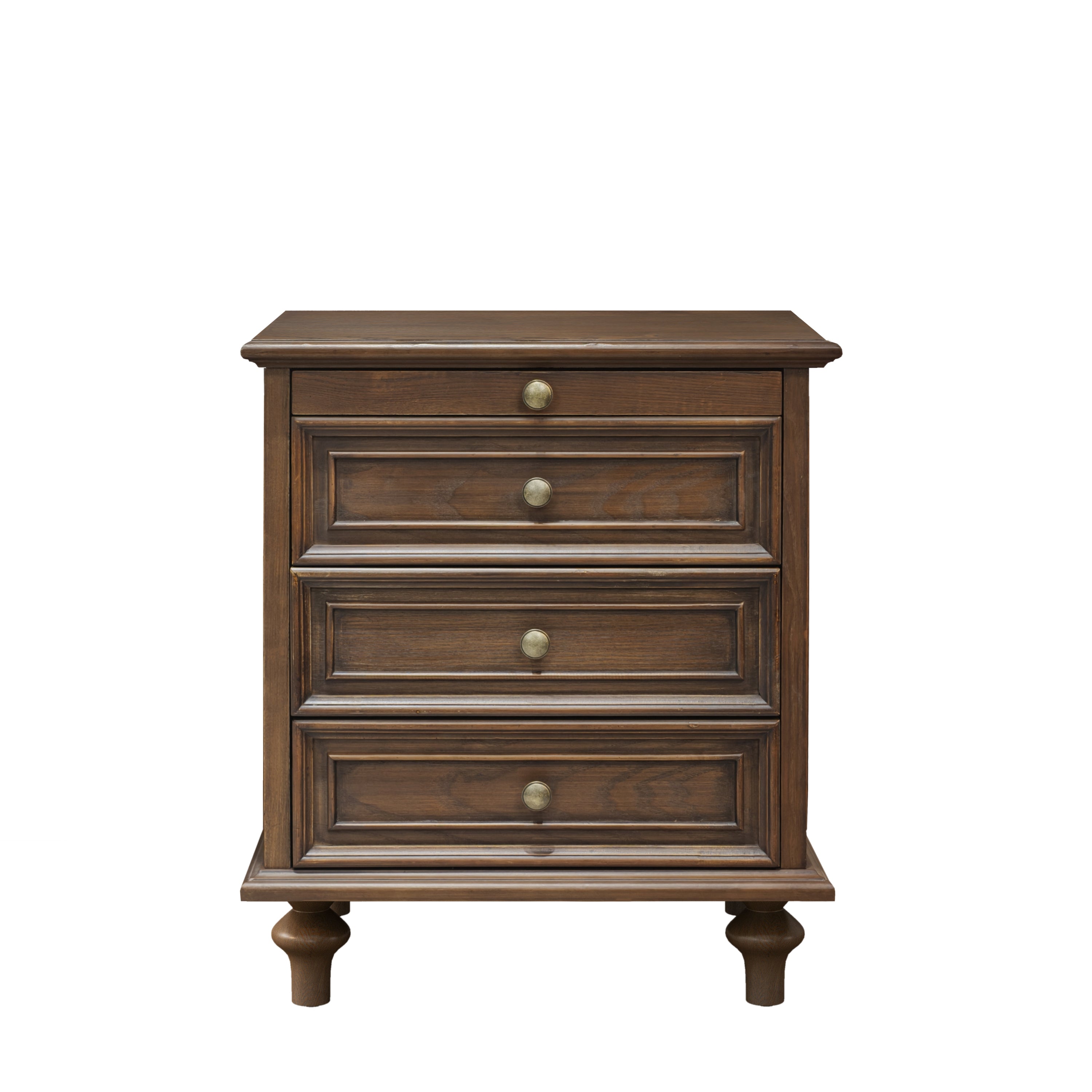 4 Drawer Nightstand Set of 2 with Hidden Tray, Walnut Brown