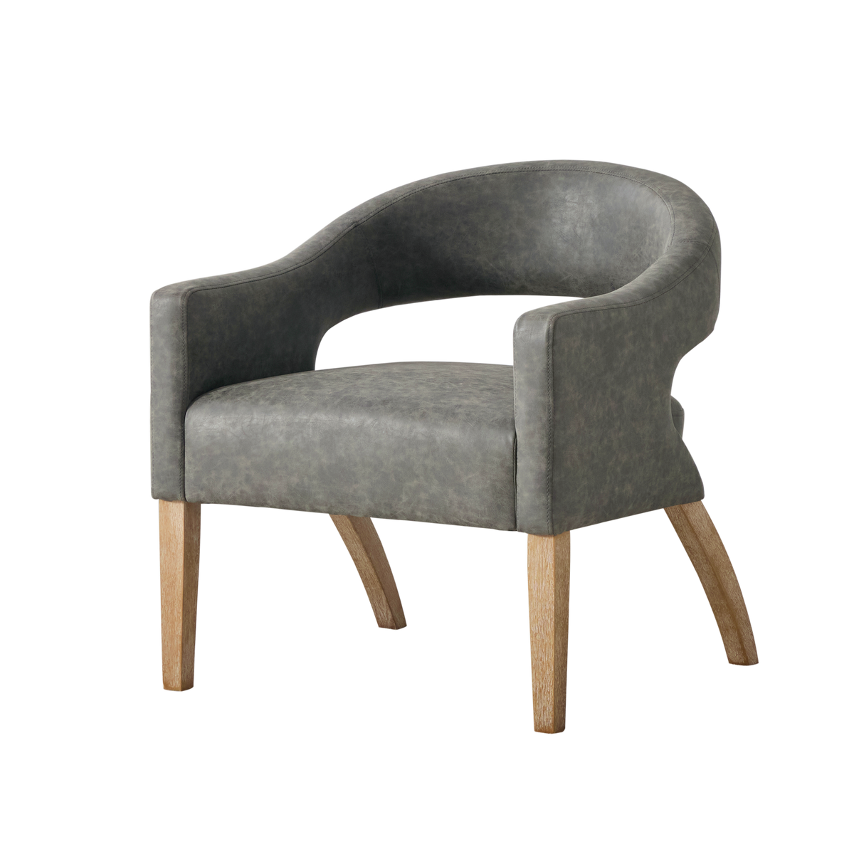 Gray Vegan Leather Accent Chair