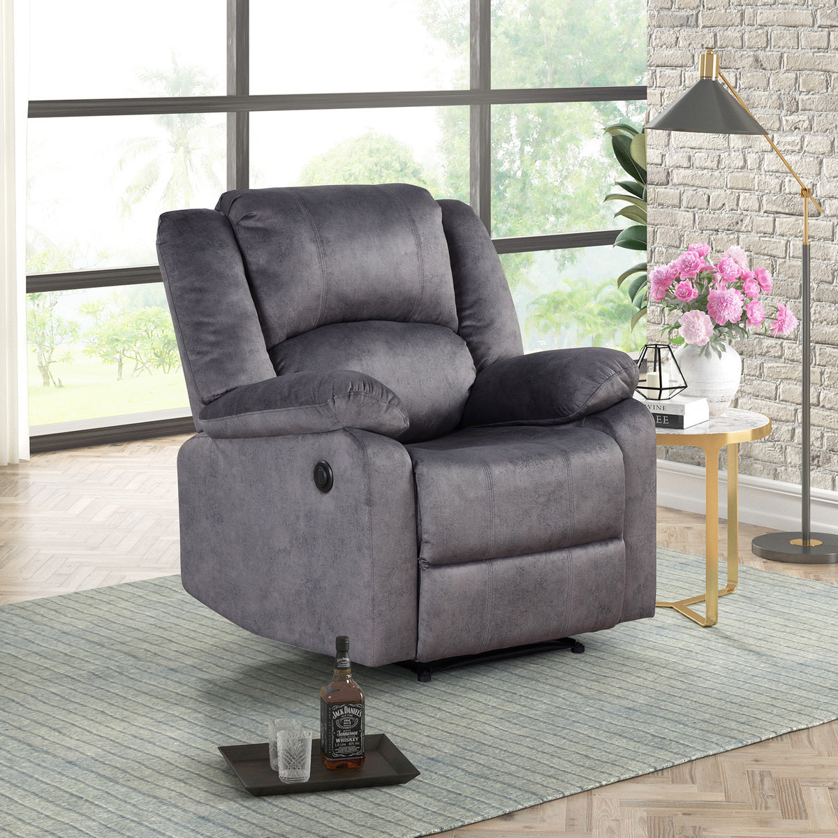 Blue Gray Power Recliner