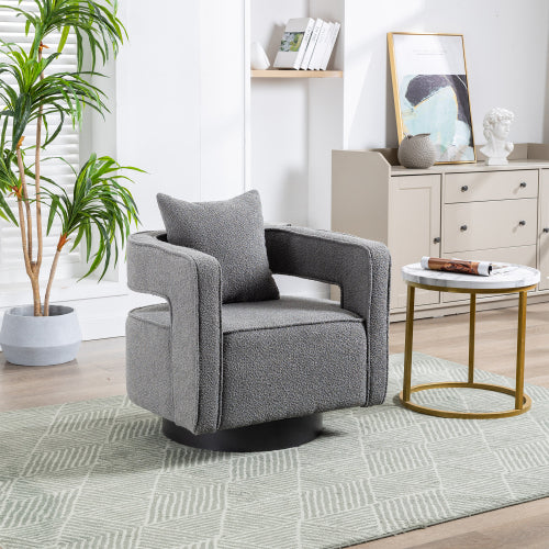 Gray Boucle Swivel Accent Chair, Nursery