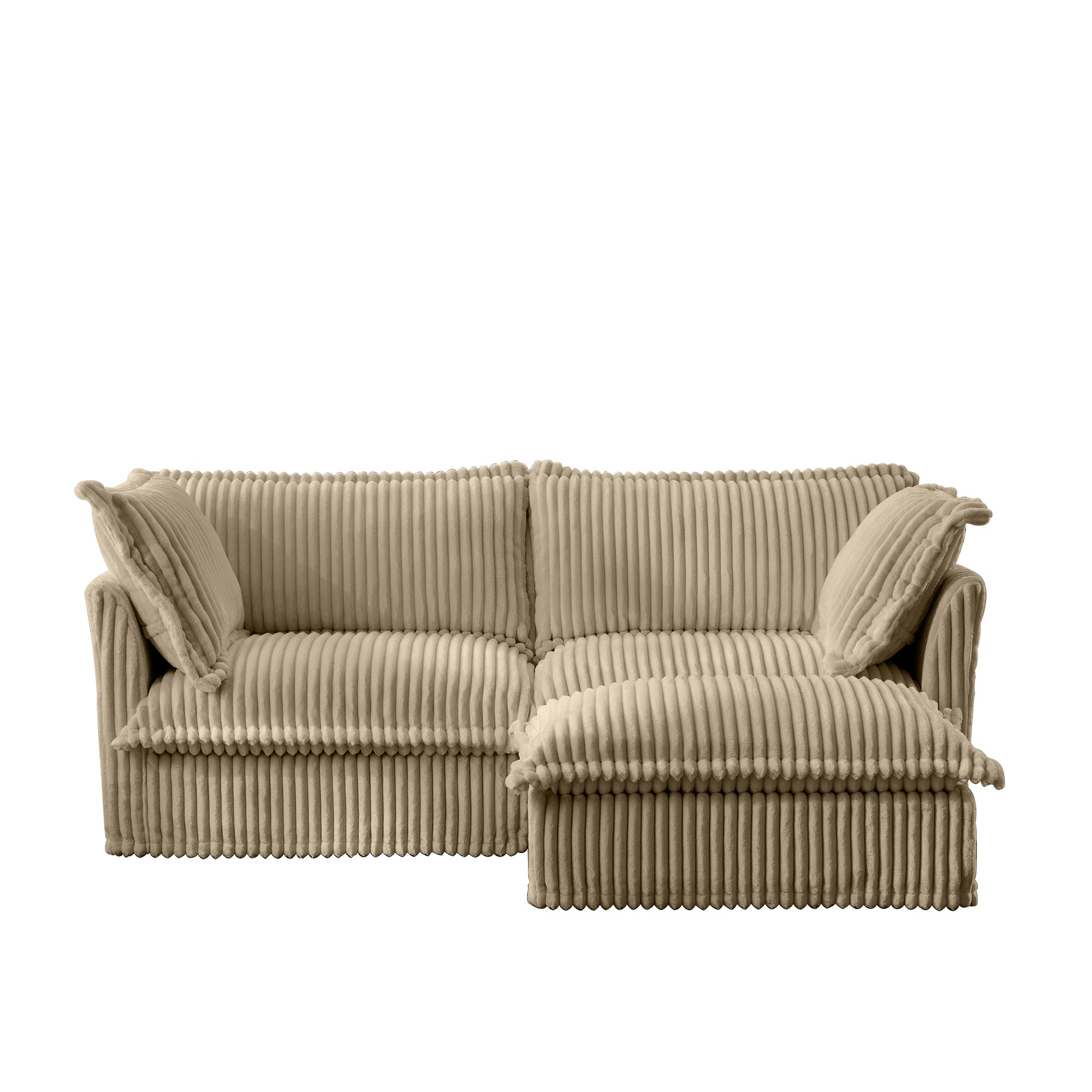 Fluffy 2-Seat Modular Sofa in Corduroy Camel #OttOnly_1 #Fabric_Corduroy Camel