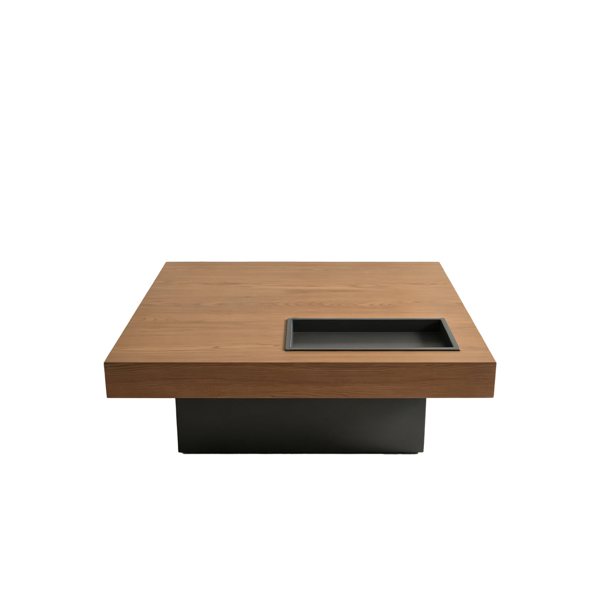 Walnut Square Coffee Table with Storage, 35.4 in
