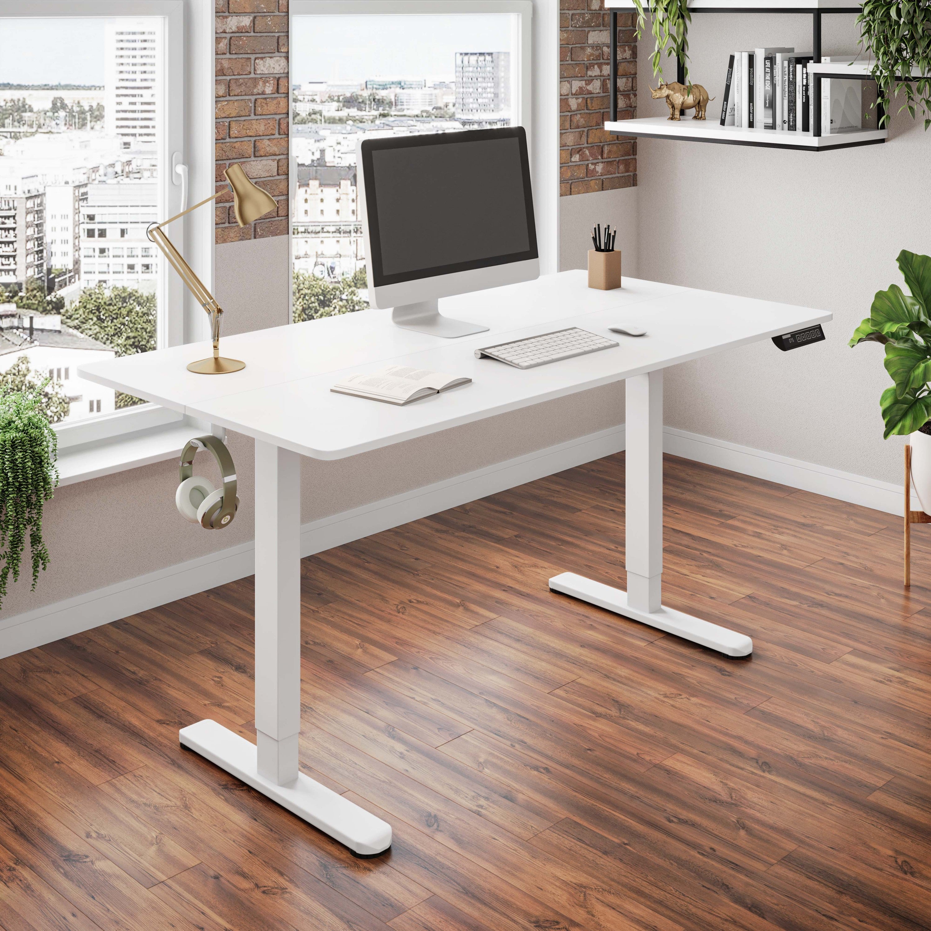 Height Adjustable Standing Desk, 47.3 in, White