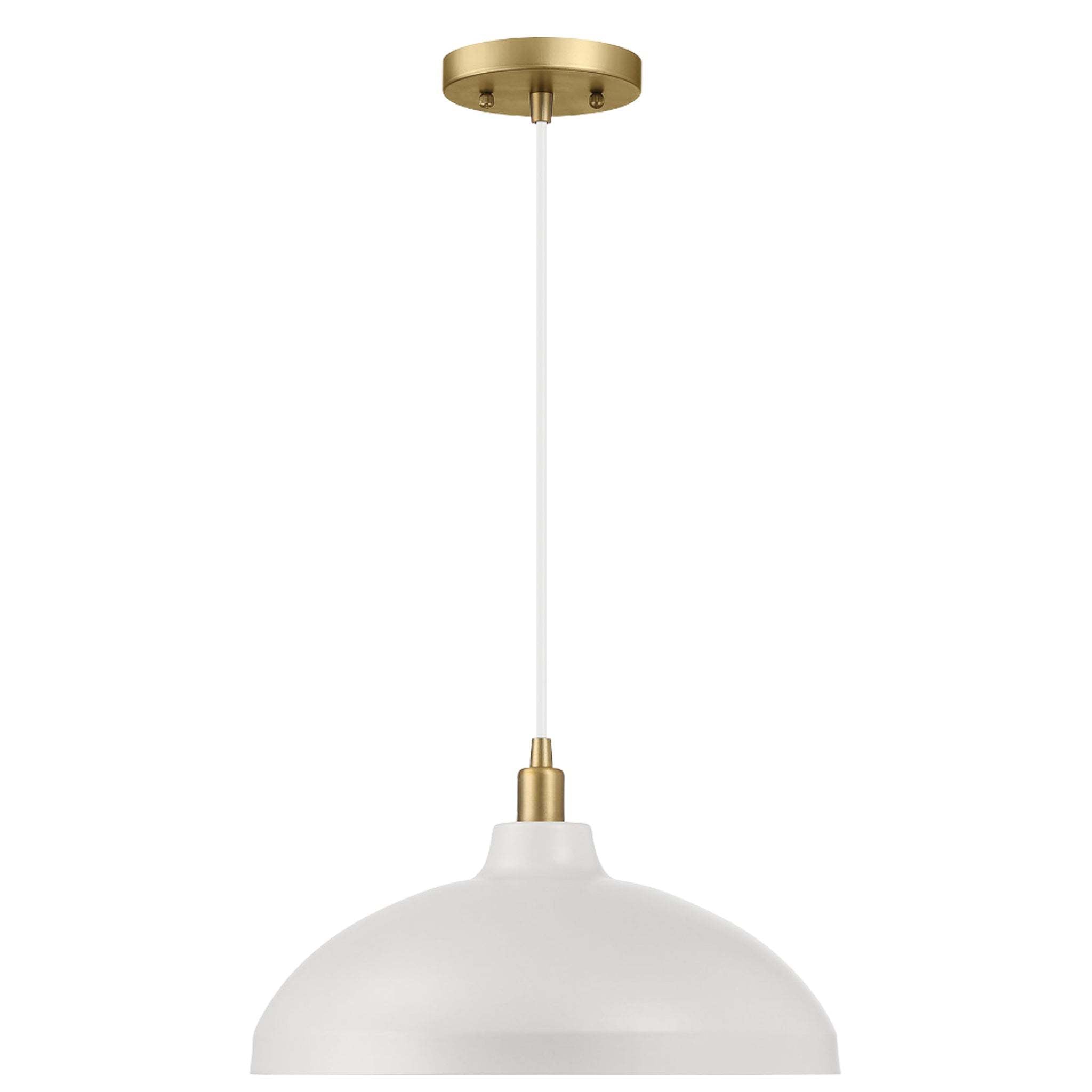 Pendant Light, Single-Light Brass, Gold and White Finish