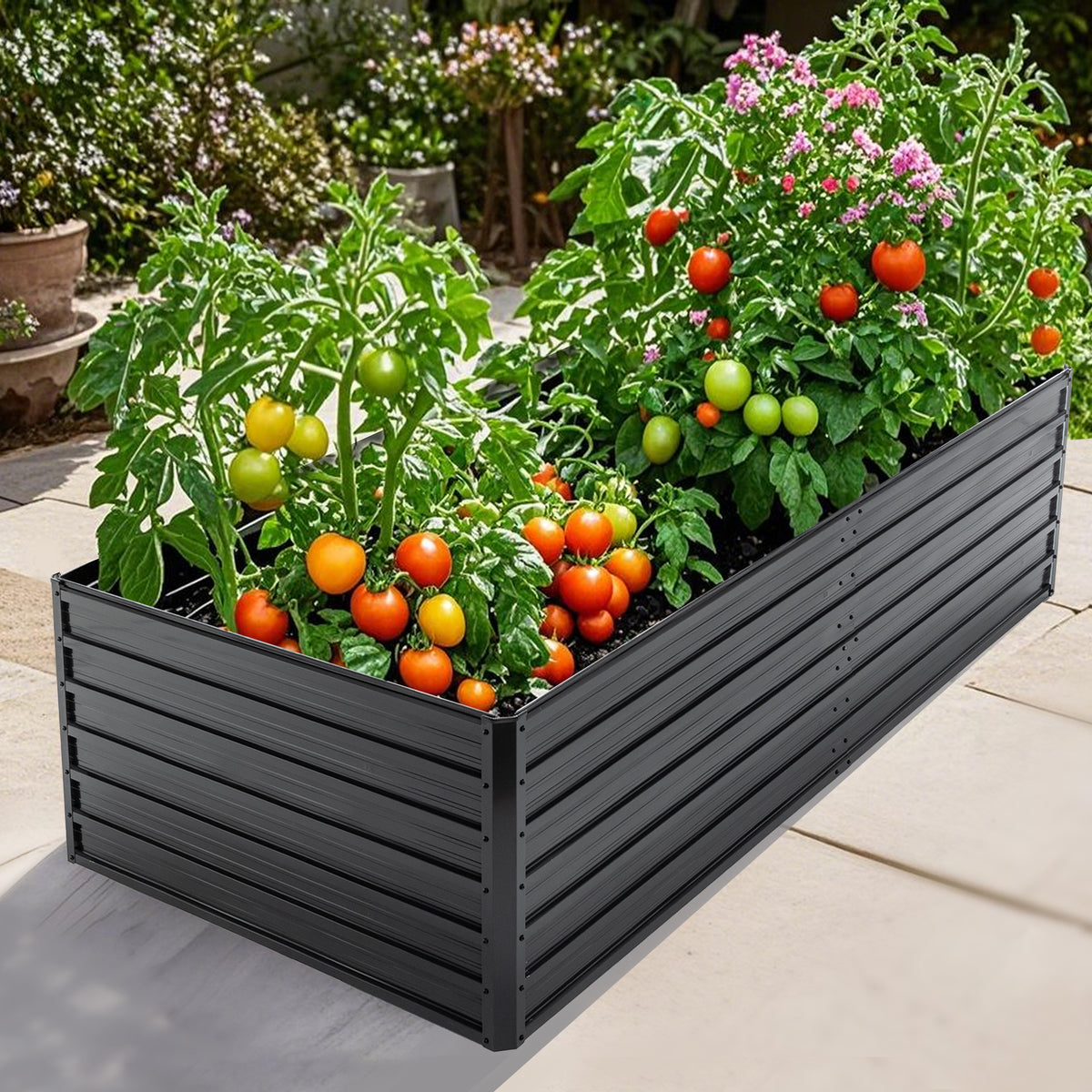 3.6x7.2 ft Black Metal Raised Garden Bed