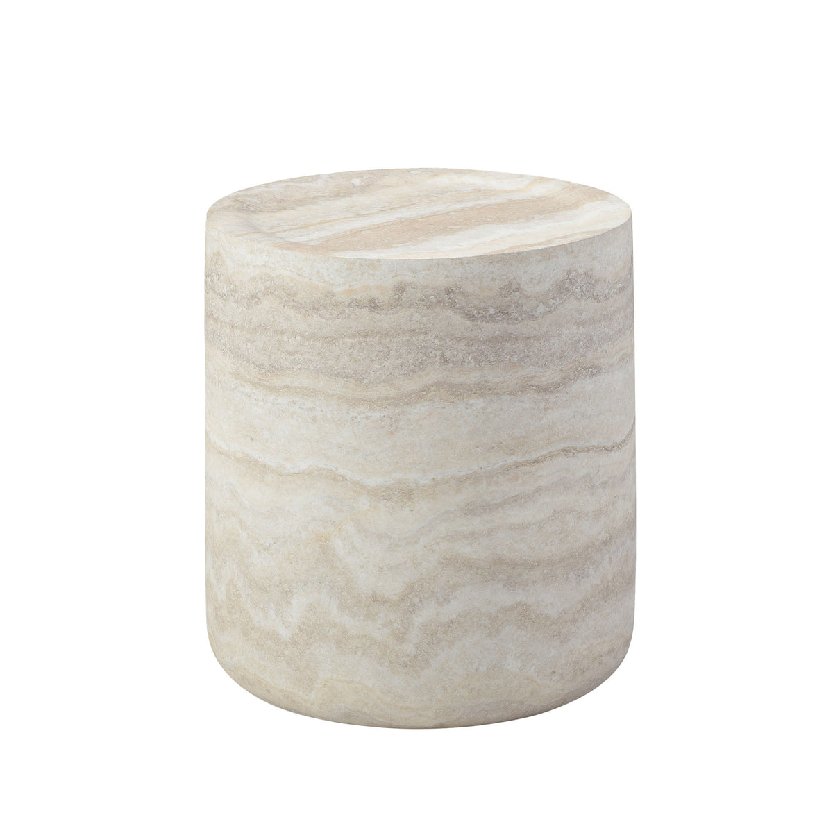 Beige Round Side Table, 15.8 in, 17.5 in Tall