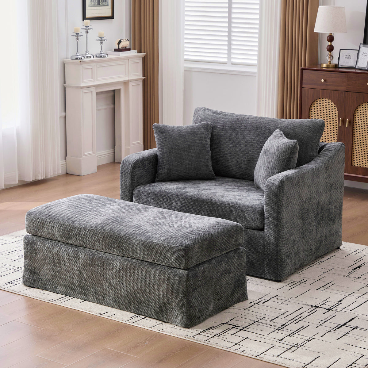 Charcoal Chenille Accent Chair