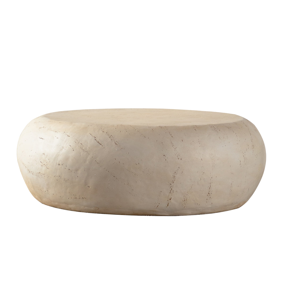 Beige Round Outdoor Coffee Table, 35.4 in Wide