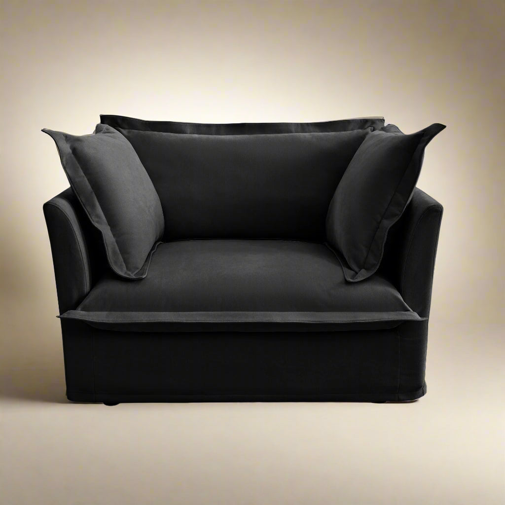 Fluffy Lounge Chair in Chenille Black #Fabric_Chenille Black