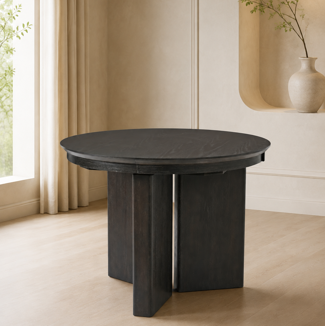 Farmhouse Oval Extendable Dining Table, Espresso - Pedestal Base