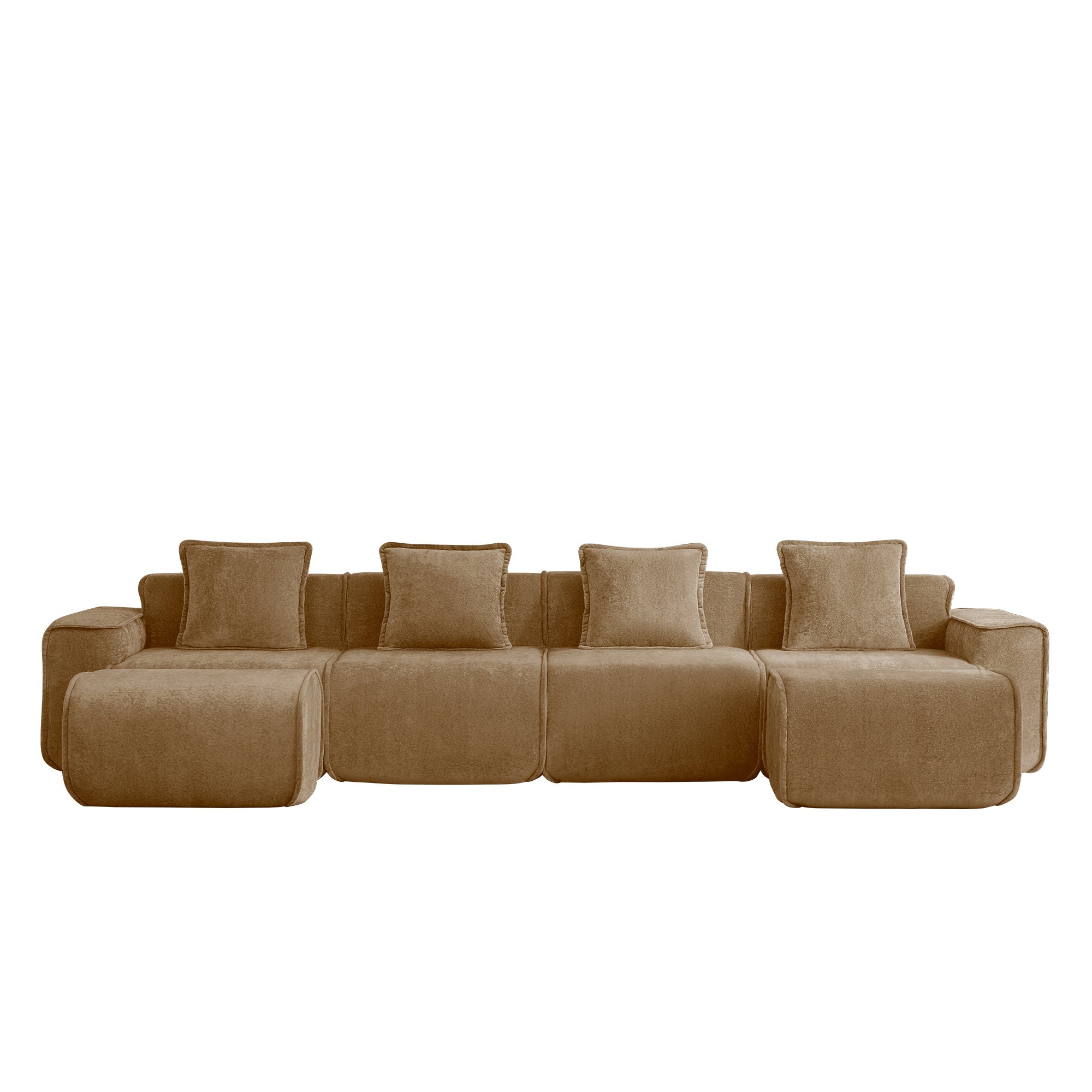 Seneca 4-Seat Boneless Couch in Mocha with 2 ottomans #OttOnly_2 #Color_Mocha